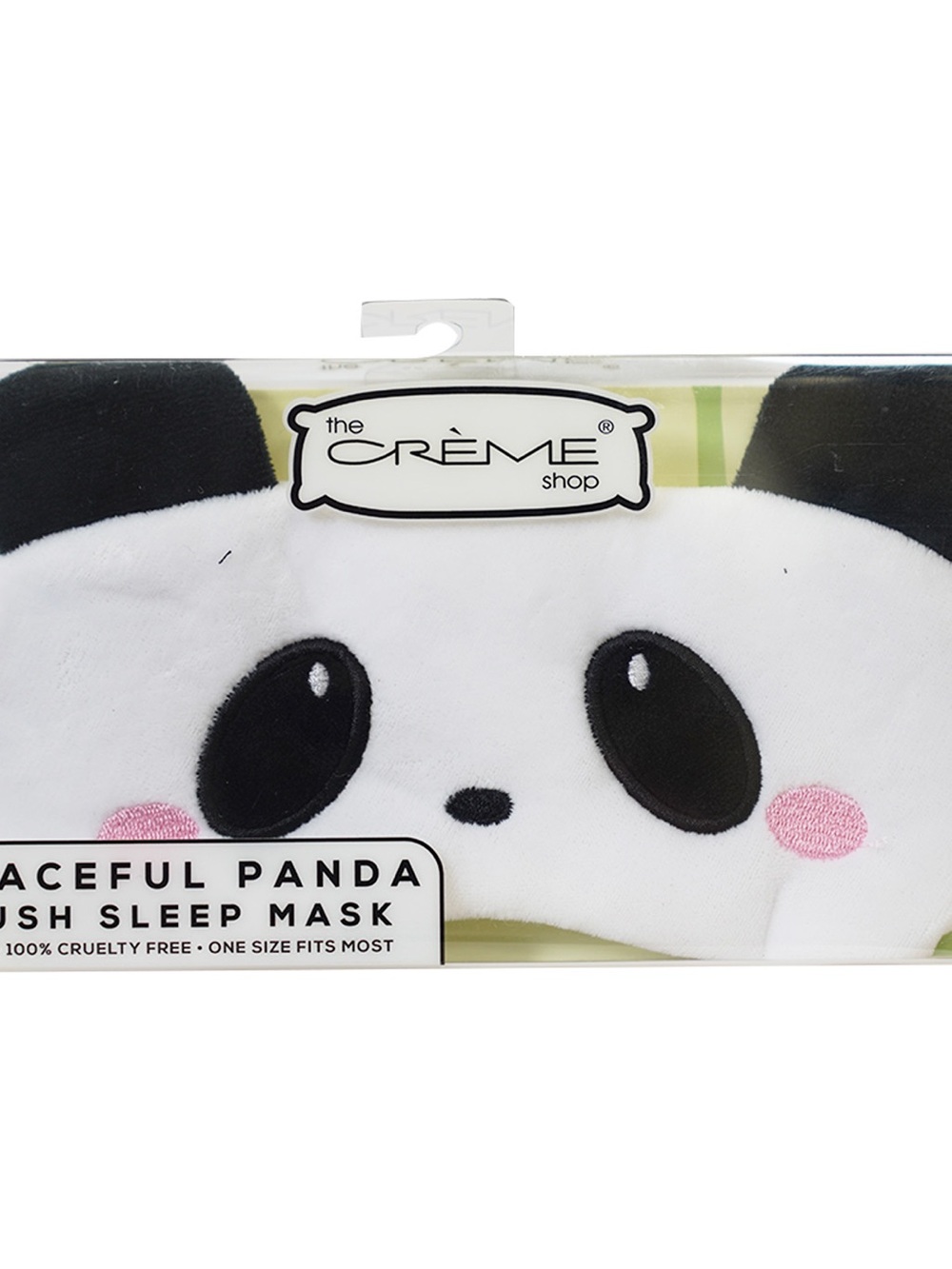The Crème Shop Panda Plush Sleep Mask - White & Black with Pink Cheeks